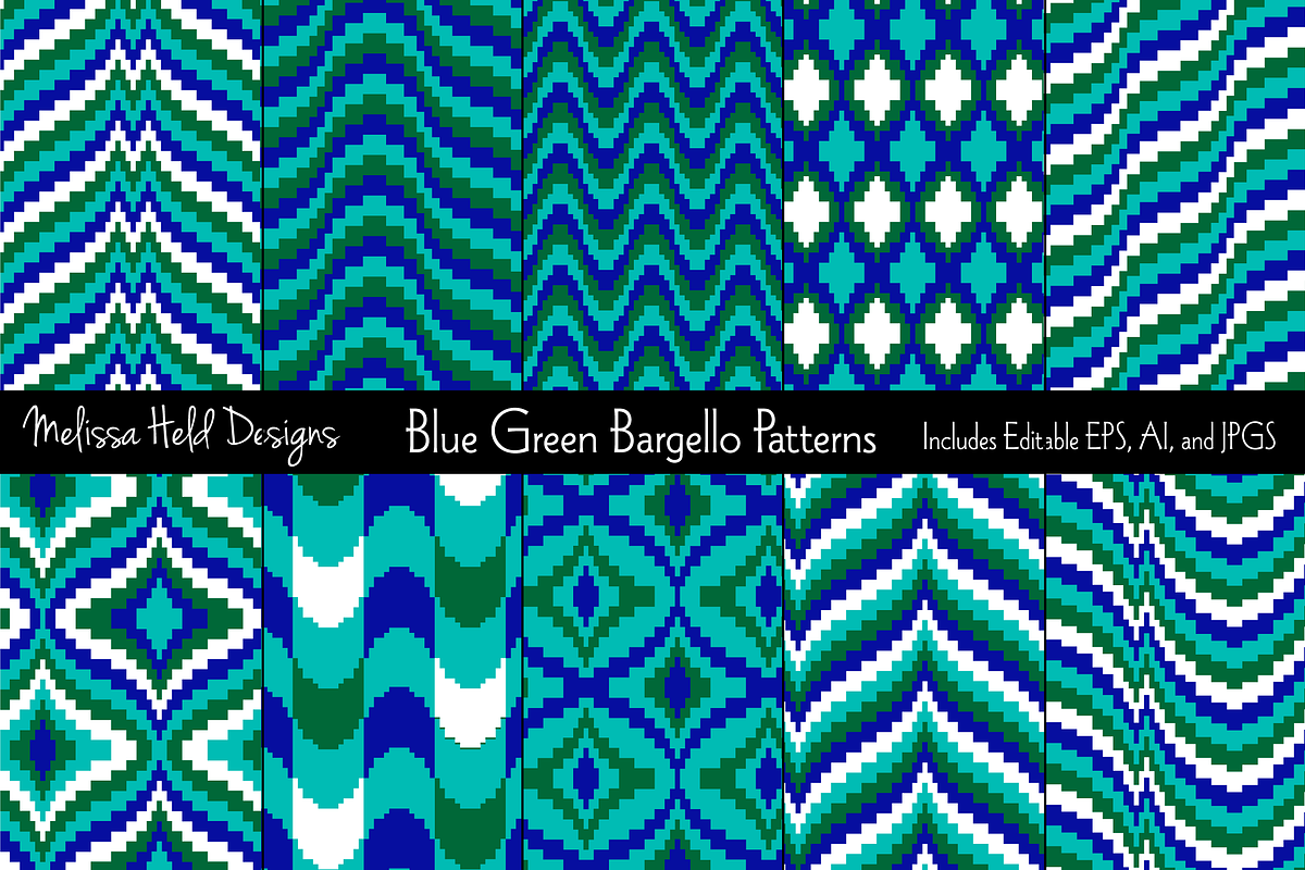 Blue Green Bargello Patterns  in Patterns - product preview 8