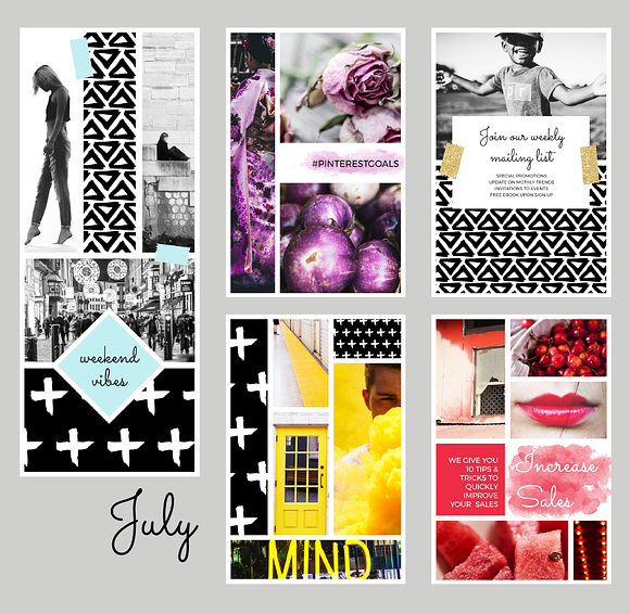 July Pinterest Templates in Pinterest Templates - product preview 2