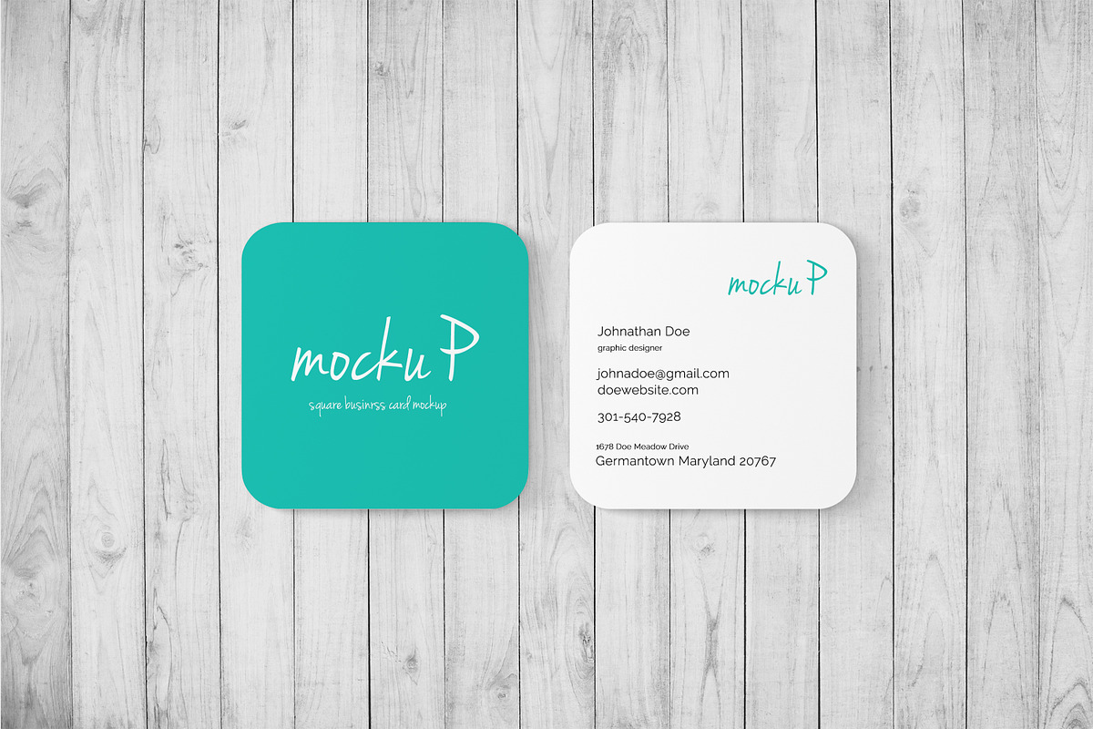 Square Business Card - Round Corner in Print Mockups - product preview 8
