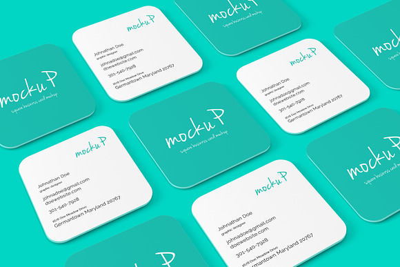 Square Business Card - Round Corner in Print Mockups - product preview 1