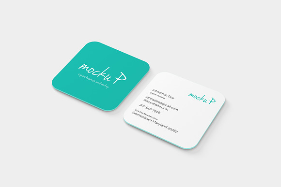 Square Business Card - Round Corner in Print Mockups - product preview 6