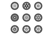 Set of car rims, tires
