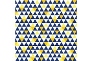Vector navy blue and yellow triangle texture seamless repeat pattern background. Perfect for modern fabric, wallpaper, wrapping, stationery, home decor projects.