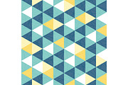 Vector blue and yellow triangle texture seamless repeat pattern background. Perfect for modern fabric, wallpaper, wrapping, stationery, home decor projects.