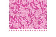 Vector pompom border trim on pink flowers seamless repeat pattern design background print. Perfect for clothing, fabric, home decor, wrapping projects.