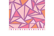 Vector pompom border trim on pink triangles mosaic seamless repeat pattern design background print. Perfect for clothing, fabric, home decor, wrapping projects.