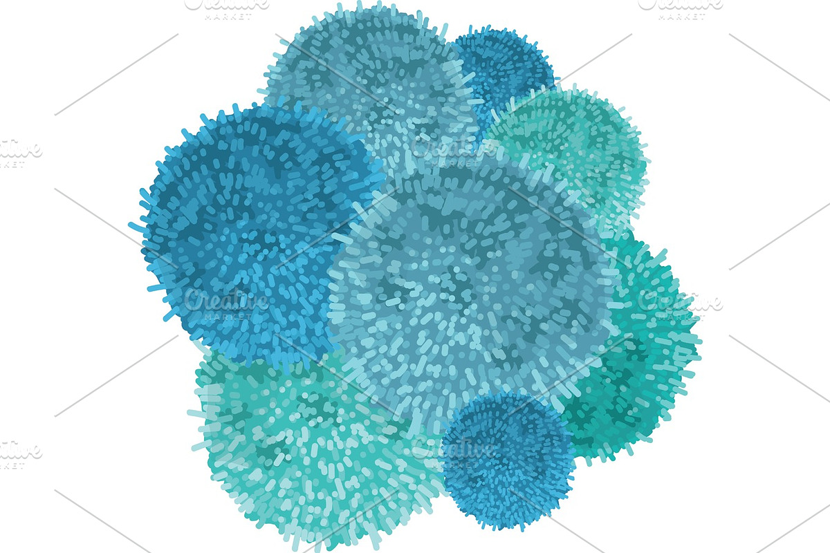 Vector Chunky Bunch of Blue Baby Boy Birthday Party Pom Poms Element. Great for handmade cards, invitations, wallpaper, packaging, nursery designs. in Objects - product preview 8