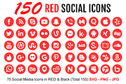RED and Black Social Media Icons