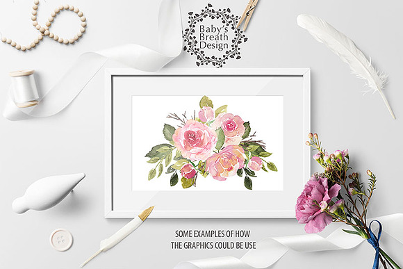 Watercolor English Roses wreaths in Illustrations - product preview 2