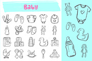 Baby doodle icons
