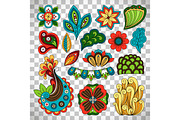 Doodle floral paisley elements