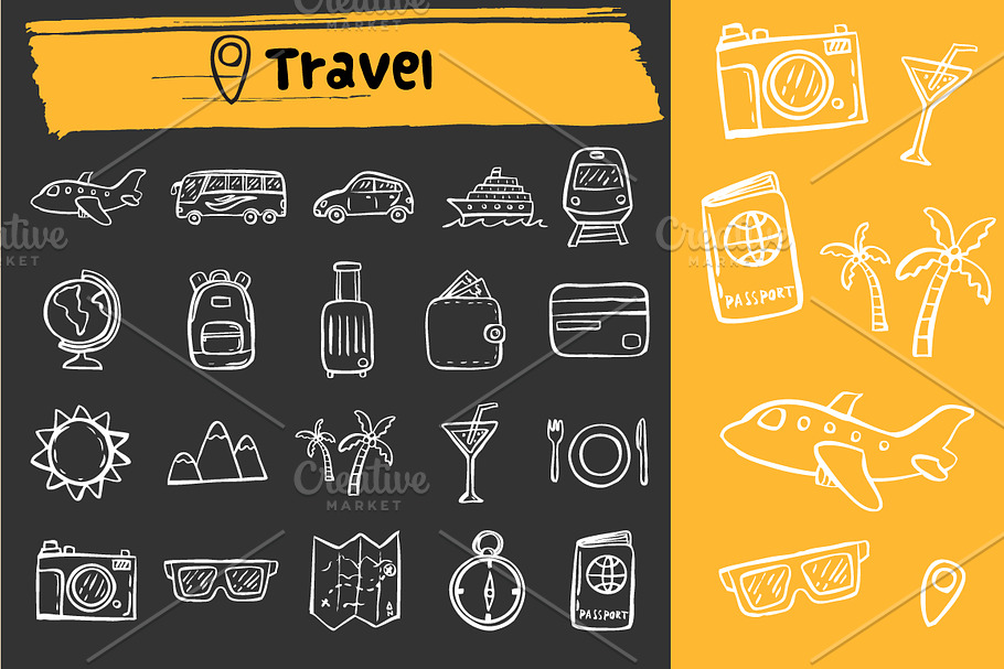 Travel doodle icons in Travel Icons - product preview 8