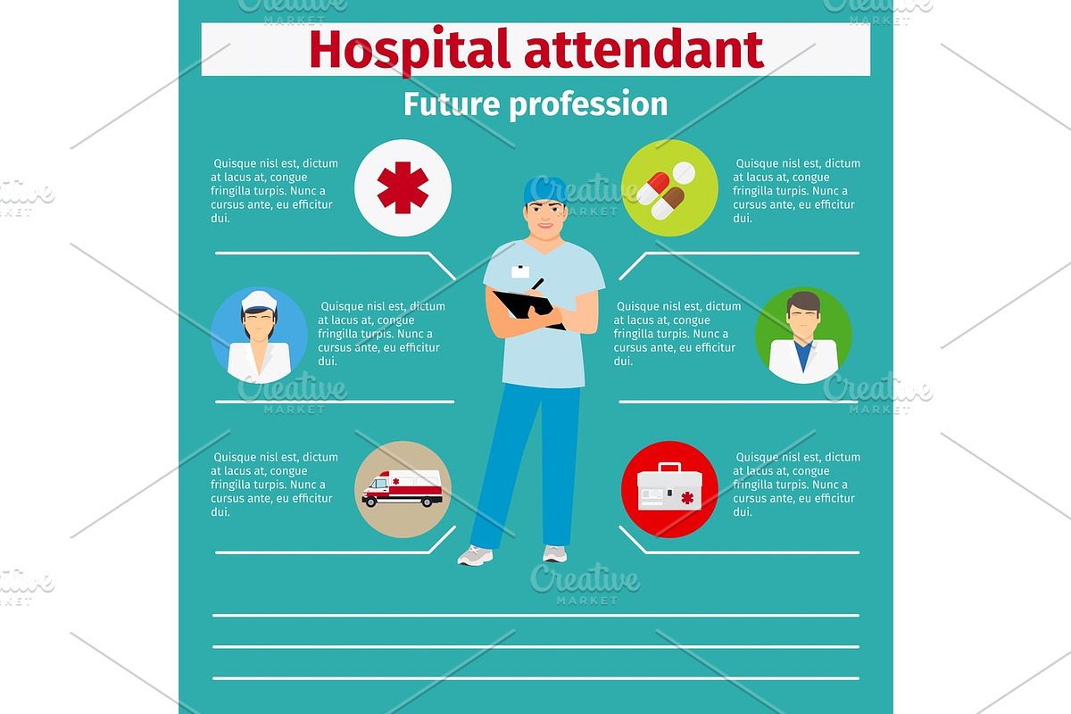 Future profession hospital attendant infographic in Illustrations - product preview 8