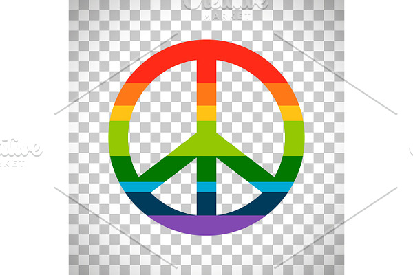 Rainbow peace symbol on transparent background