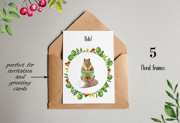 Cute watercolor animals Design Set in Illustrations - product preview 3