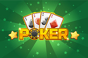 logo text POKER and Playing cards, For Ui Game element