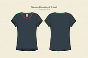 Woman Round Neck T-shirt Vector