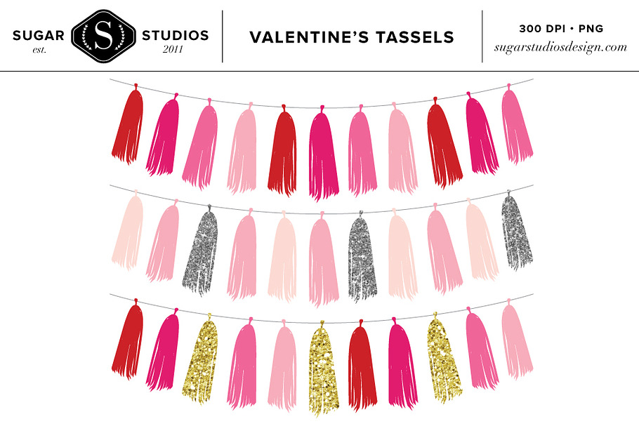 Valentine's Tassel Digital Set in Objects - product preview 8