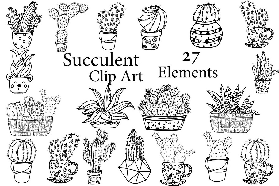 Succulent Clipart in Illustrations - product preview 8