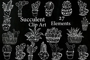 Chalkboard Succulent Clipart