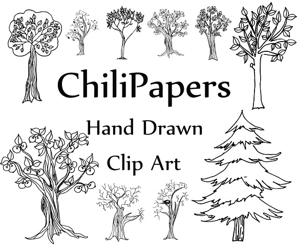 Doodle Trees Vector clipart in Illustrations - product preview 1