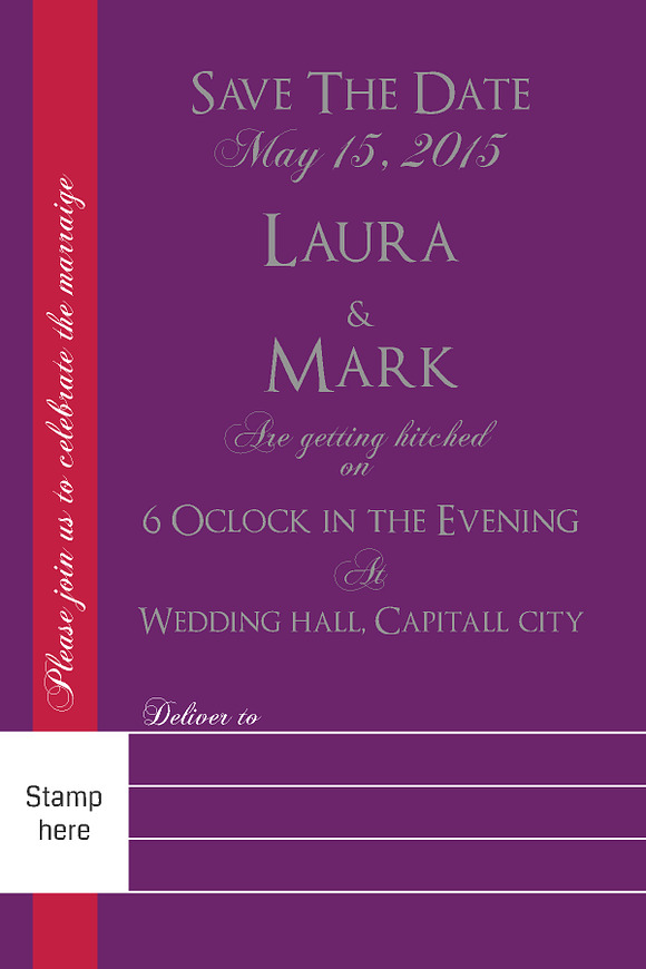 Save the date card 001 in Wedding Templates - product preview 3