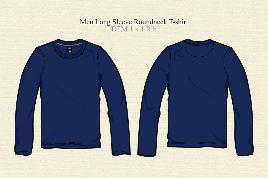 Men Long Sleeve Round Neck T Shirt in Illustrations - product preview 8