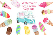Watercolor Ice Cream clipart 