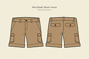 Men Khaki Shorts Vector Template