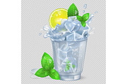 Faceted Glass of Mojito with Ice Illustration