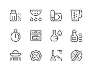Cooking related set line icons