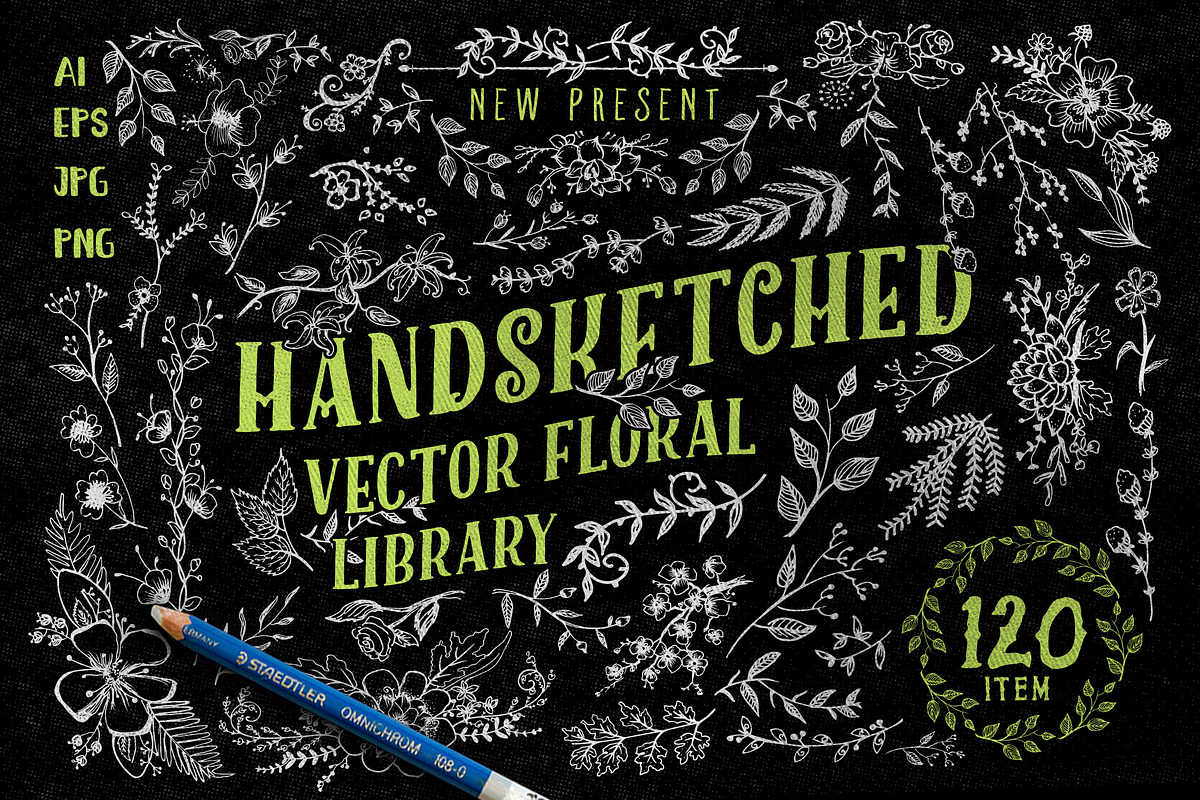 Handsketched Vector Floral Library in Objects - product preview 8