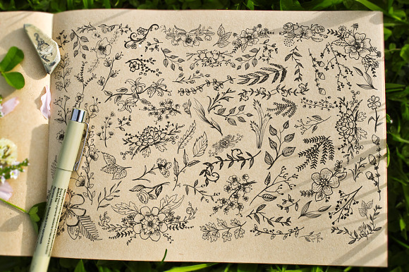 Handsketched Vector Floral Library in Objects - product preview 1