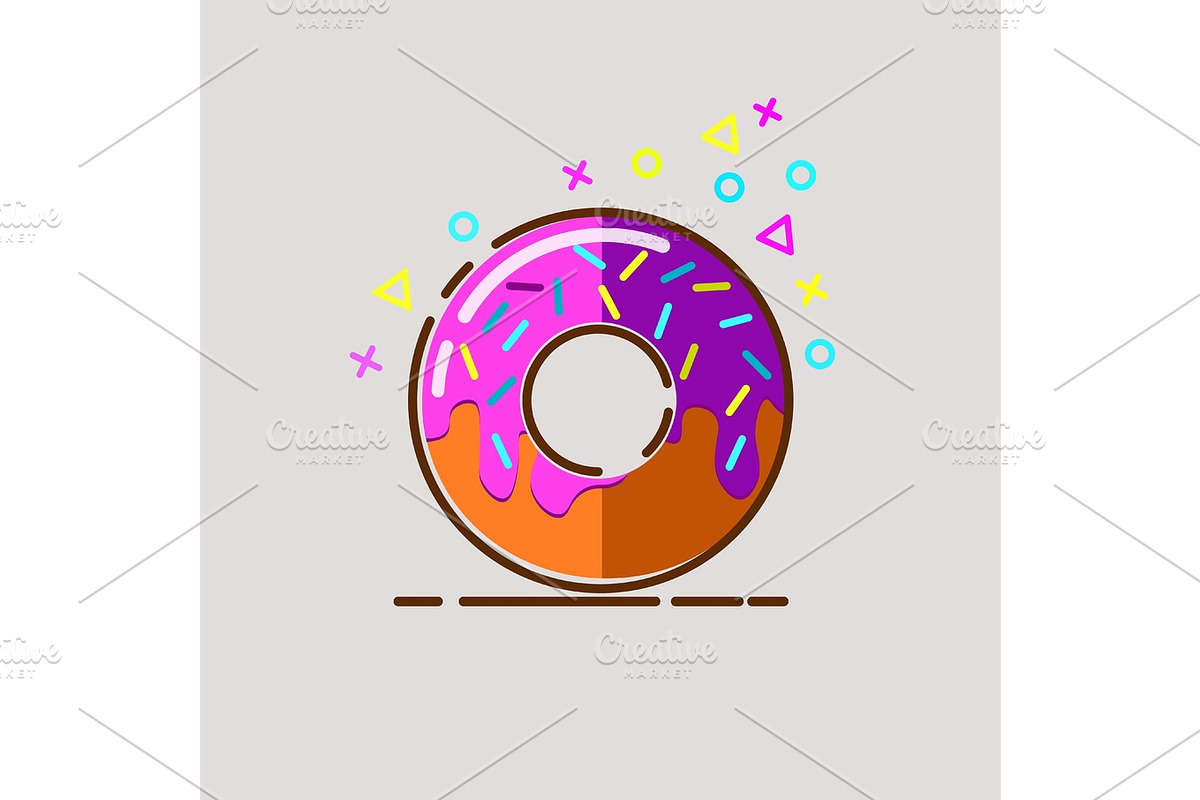 Donut delicious with sprinkles on background. in Illustrations - product preview 8