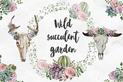 Watercolor Wild Succulent Garden Set