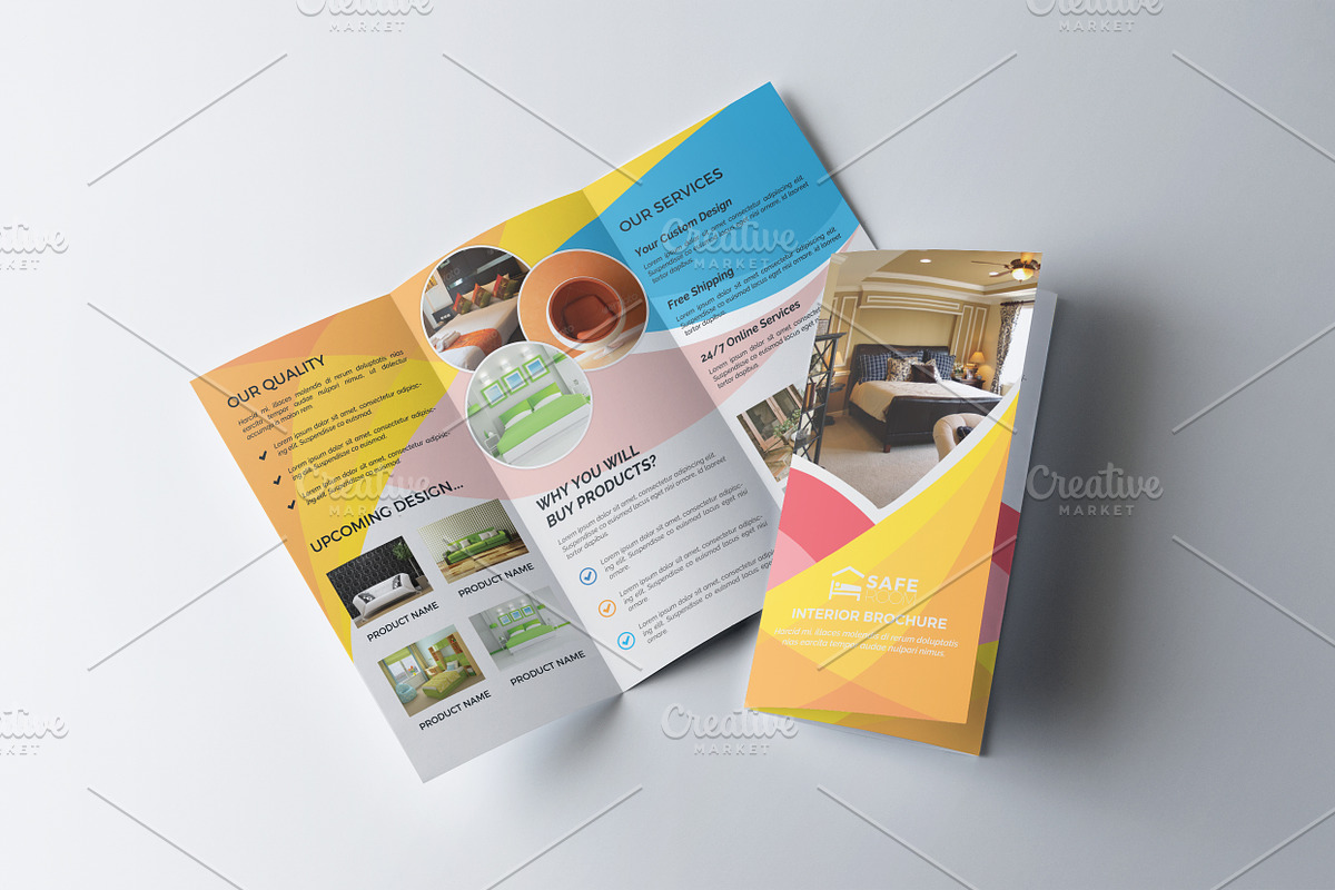 Interior Tri Fold Brochure in Brochure Templates - product preview 8