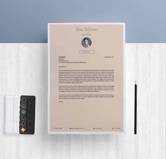 Blue-cream Resume/CV Template/G in Resume Templates - product preview 2