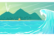Seaside resort cartoon vector illustration