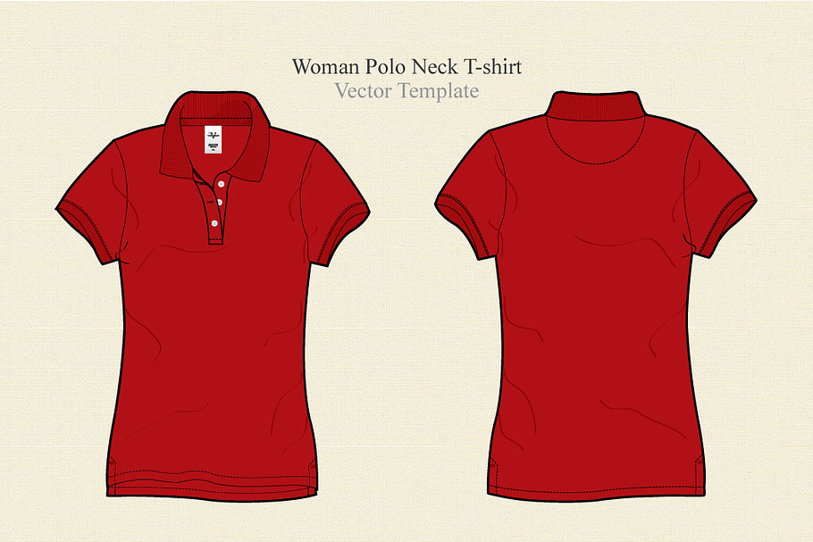Woman Polo Neck T-shirt Vector in Illustrations - product preview 8