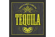 Vintage alcohol tequila drink vector bottle label. Sticker or poster for tequila tipple