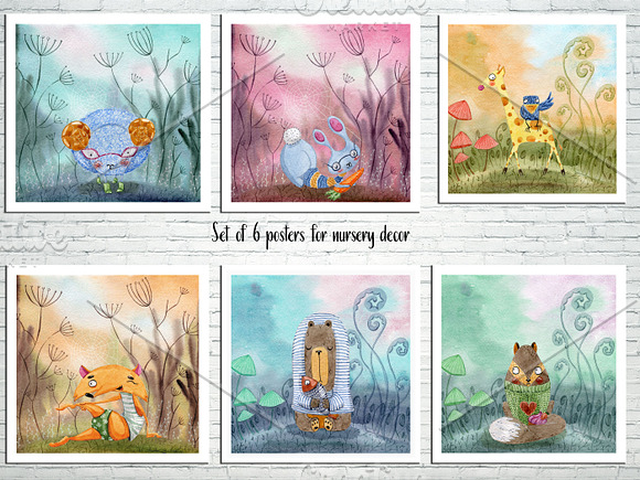 Cute watercolor animals Design Set in Illustrations - product preview 11