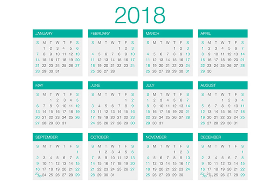 Calendar Vector 2018 in Stationery Templates - product preview 8
