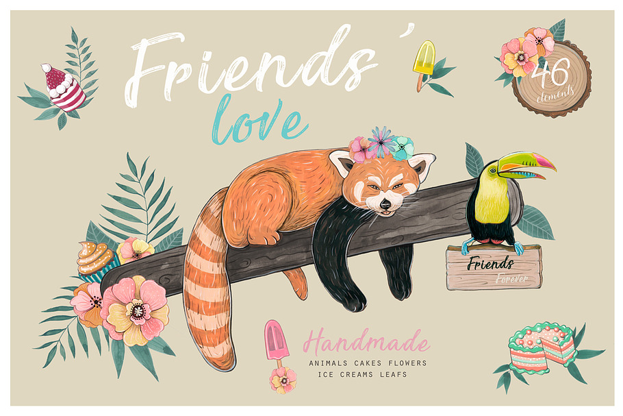 Red panda & Toucan collection in Illustrations - product preview 8