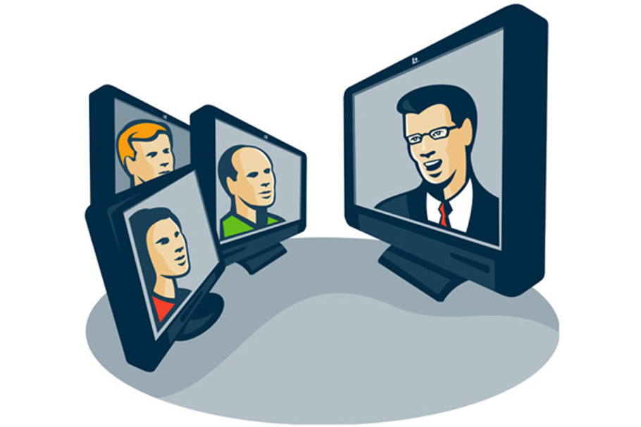 Webinar Video Conference Retro in Illustrations - product preview 8