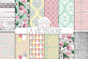 MINT and PINK shabby chic patterns