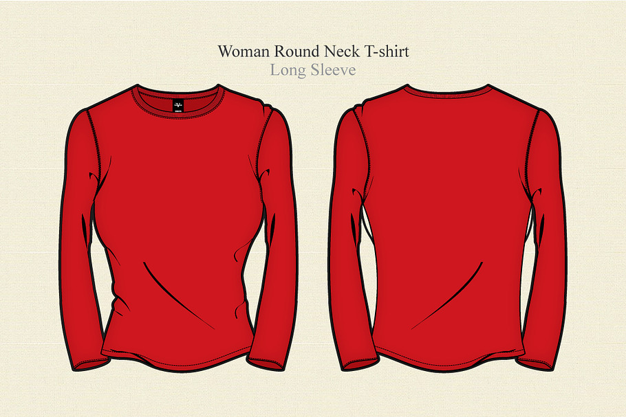 Woman Round Neck T-shirt Long Sleeve in Illustrations - product preview 8