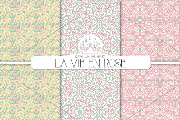 MINT and PINK shabby chic patterns in Patterns - product preview 3