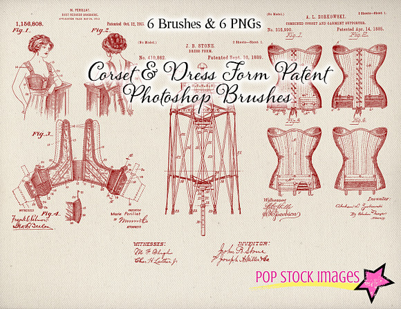 Corset Patent Drawing Brushes Set in Photoshop Brushes - product preview 2
