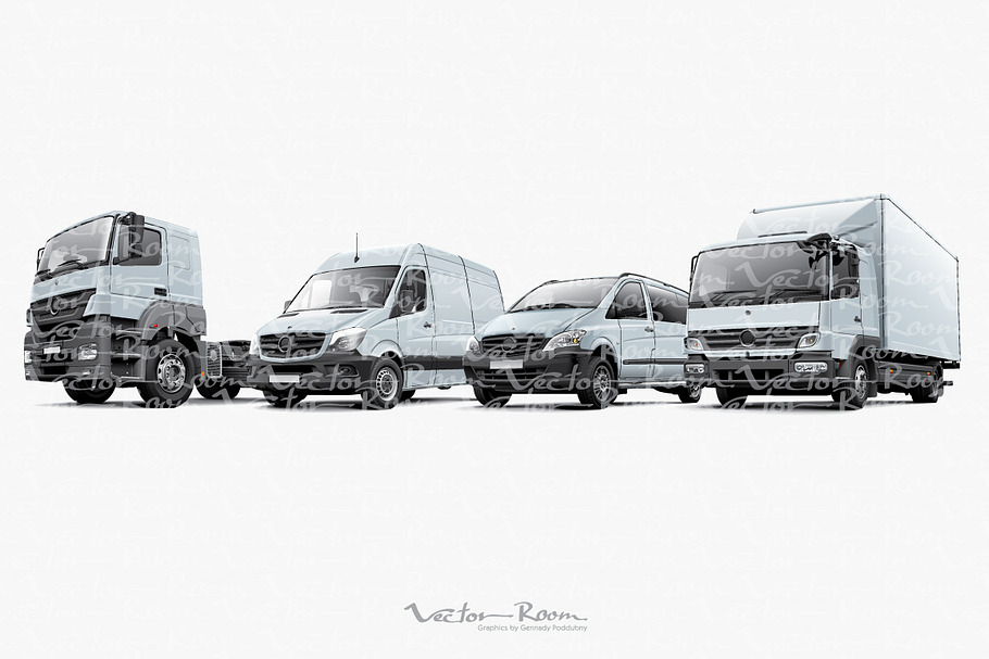 Commercial Vehicles Set in Illustrations - product preview 8