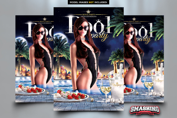 Royal Pool Party Flyer Template in Flyer Templates - product preview 1